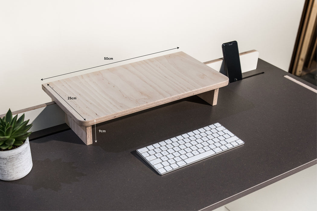 Mona - monitor stand by TORMAR shown with Flo desk