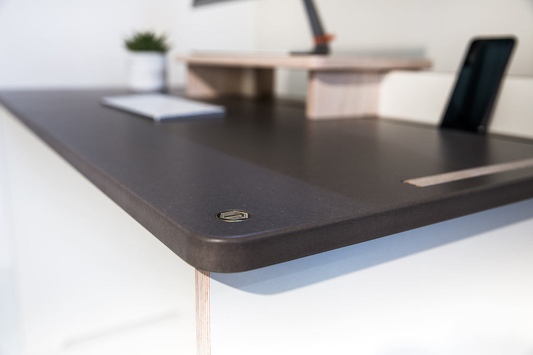 The Flo Home Office Desk - Tormar logo detail handmade desk by TORMAR