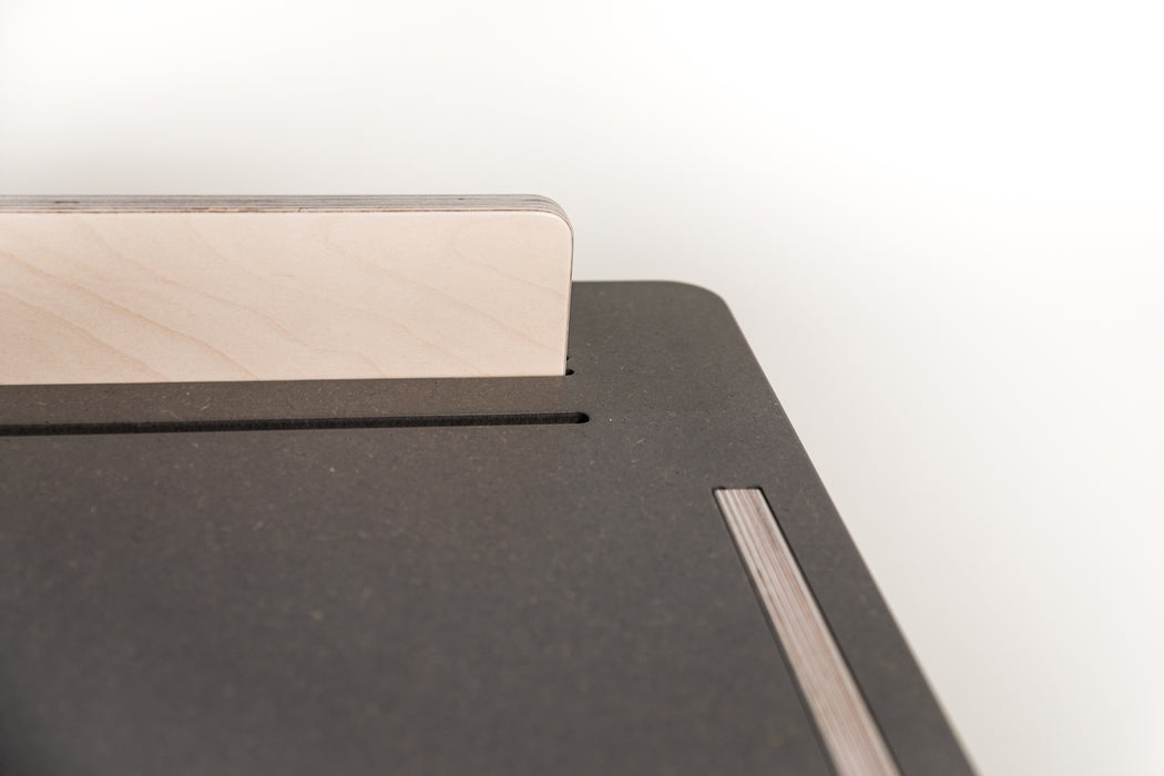 The Flo - handmade desk in Birch finsh by TORMAR shown with Flo desk