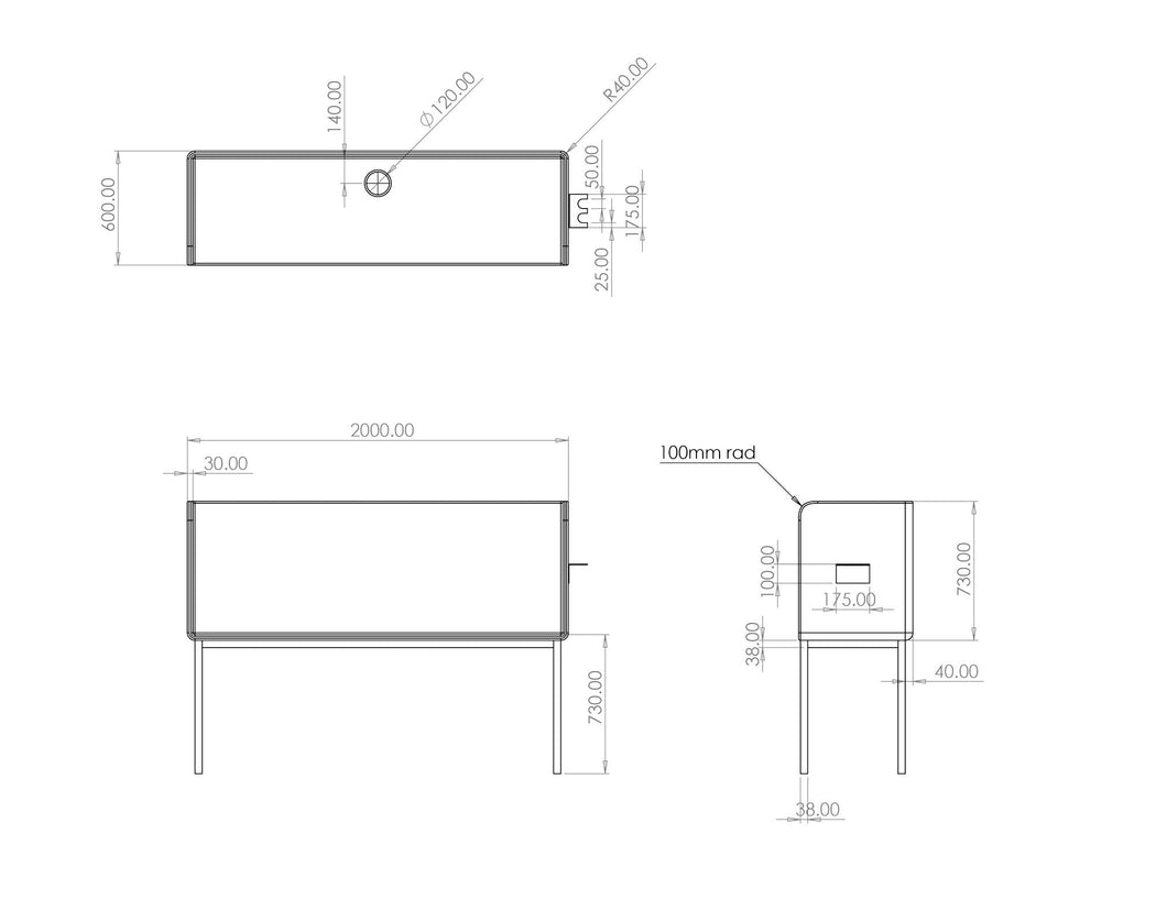 Mono Work Station Dimensions